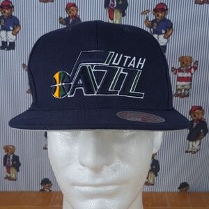 Utah Jazz Mitchell & Ness retro logo navy blue casual basketball snapback hat